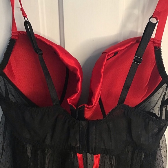 CACIQUE: Black mesh nighty red bra Size 18/20 - Picture 4 of 7